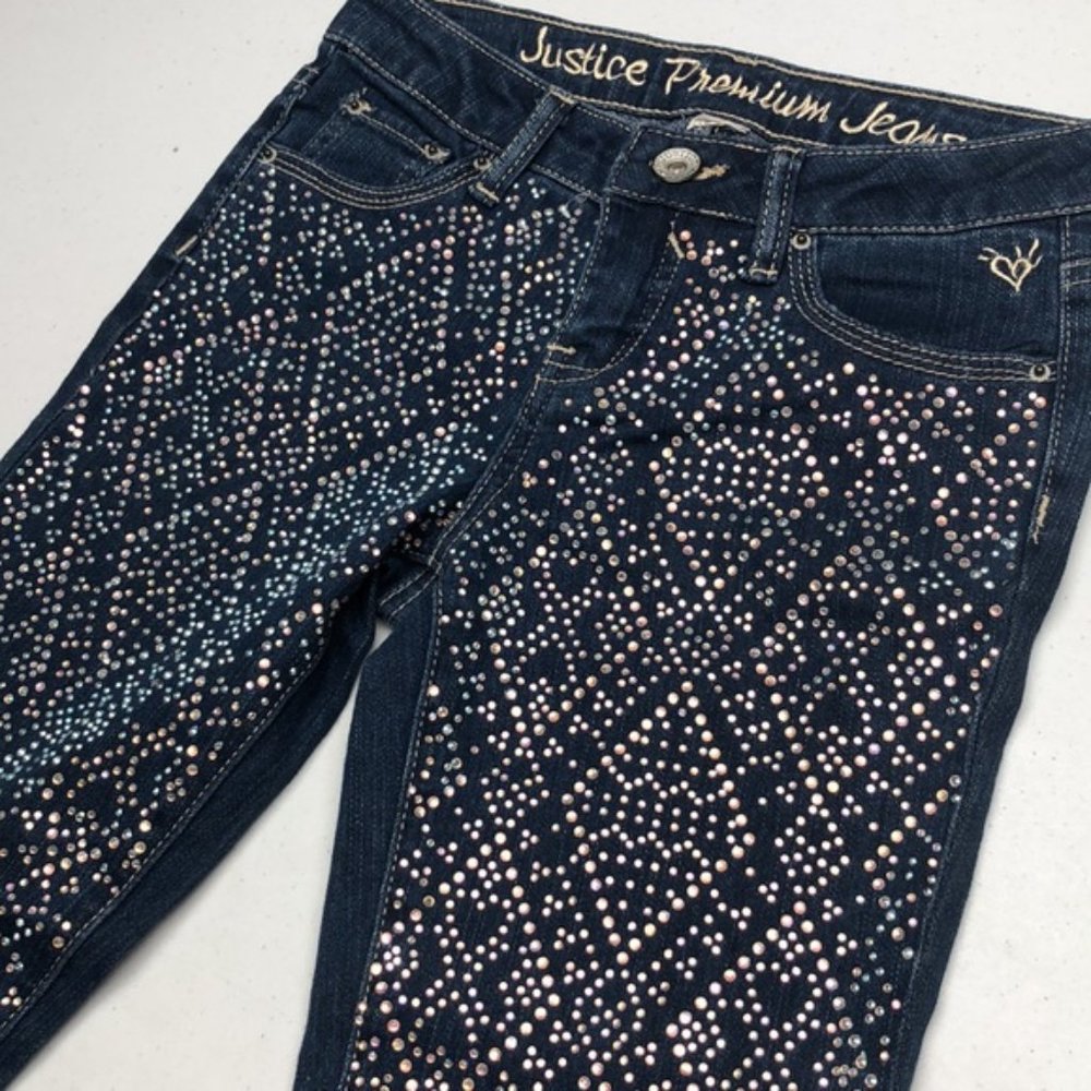 PREMIUM GIRLS JUSTICE BEJEWELED SKINNY JEANS (GIRLS) 10/24x26 💎
